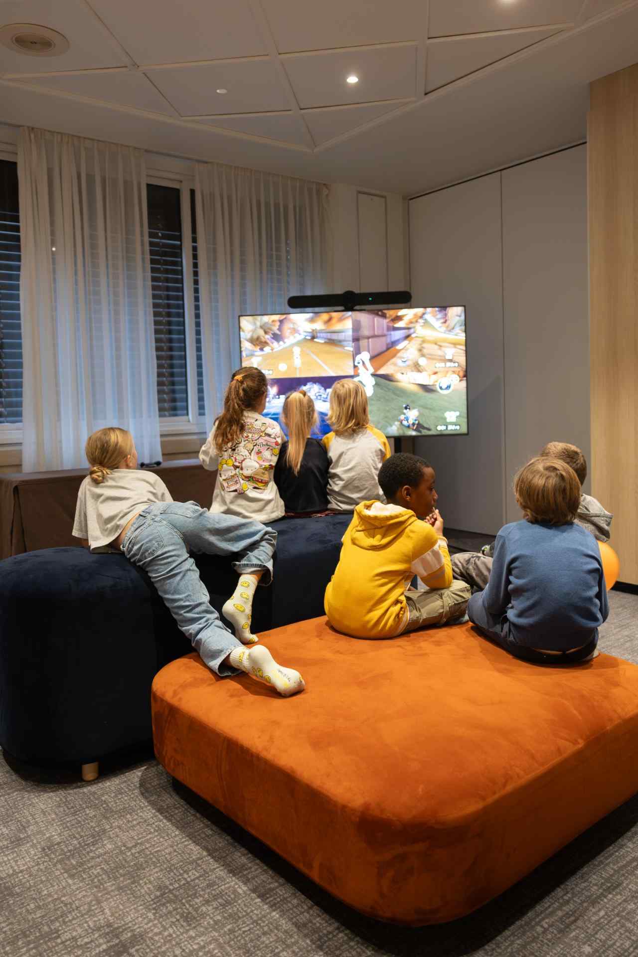 Kids club video game area at the Halloween brunch