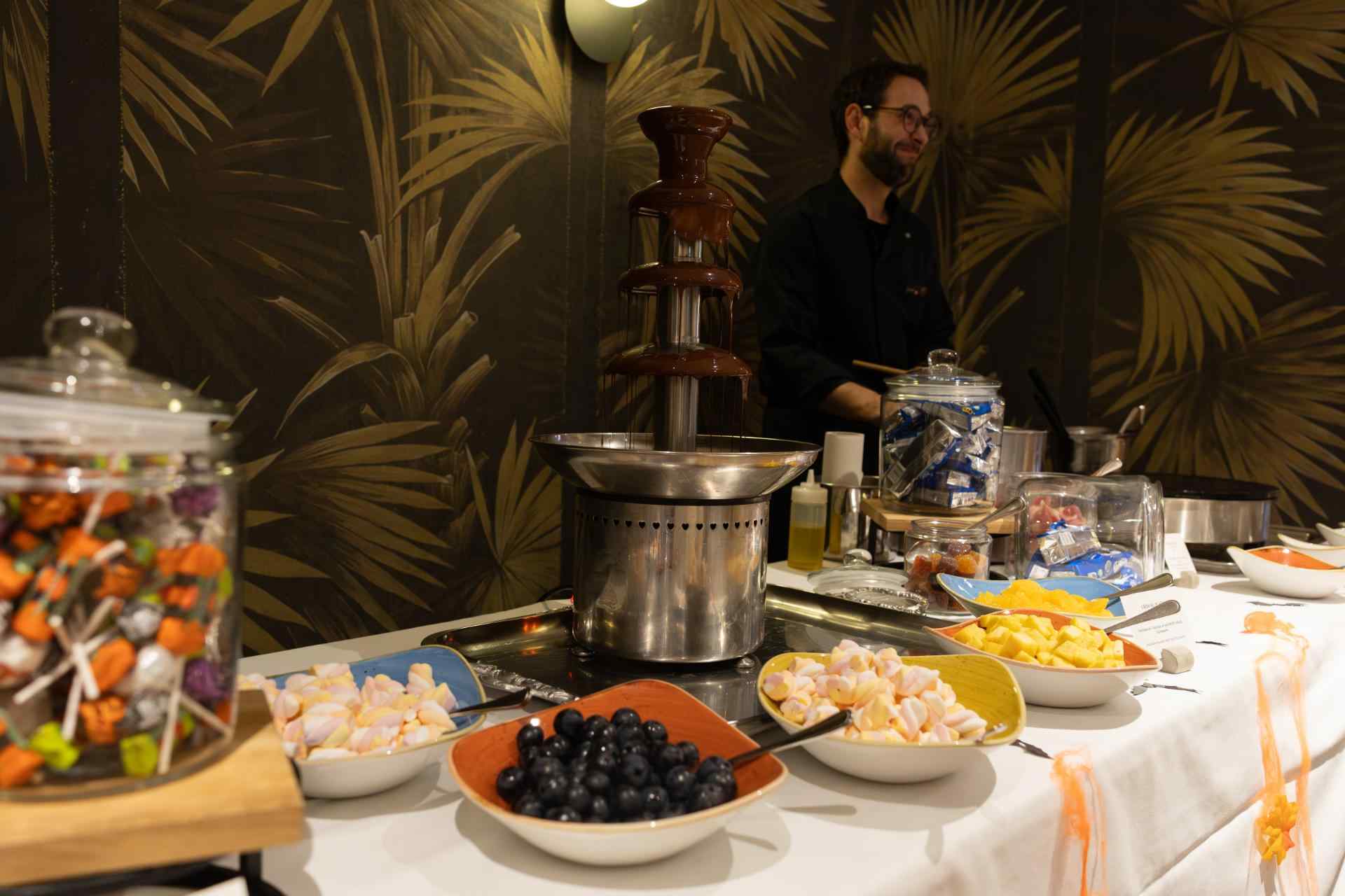 Chocolate fountain and sweet bar for children